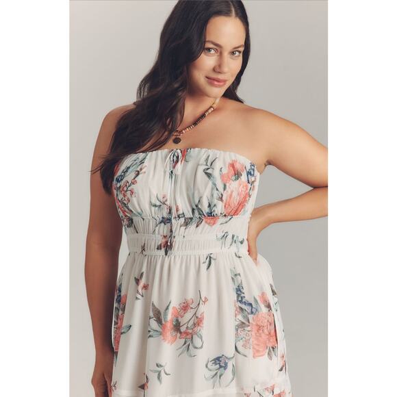 Anthropologie Somerset Strapless Floral Chiffon Midi Dress NWT Size Large - Picture 10 of 10